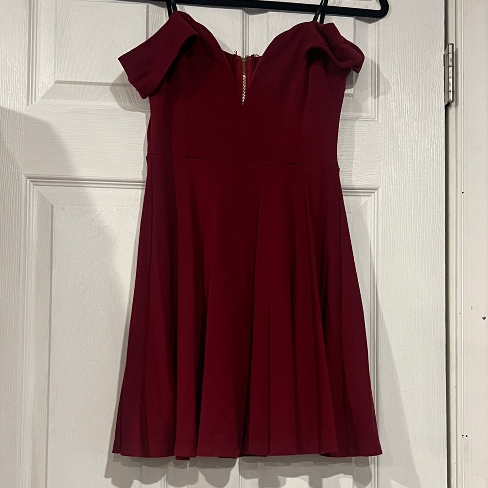 Off-Shoulder Burgundy Dress